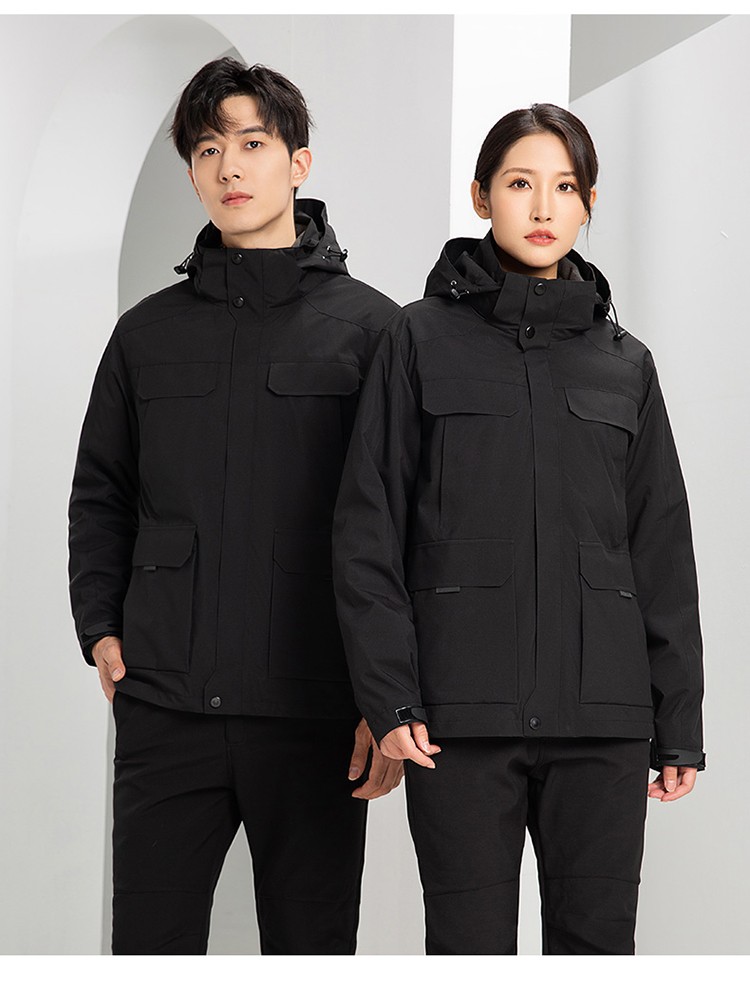 YJ-9809 秋冬季戶外三合一沖鋒衣工作服工作服可拆卸防水防風印字logo工作(圖22)