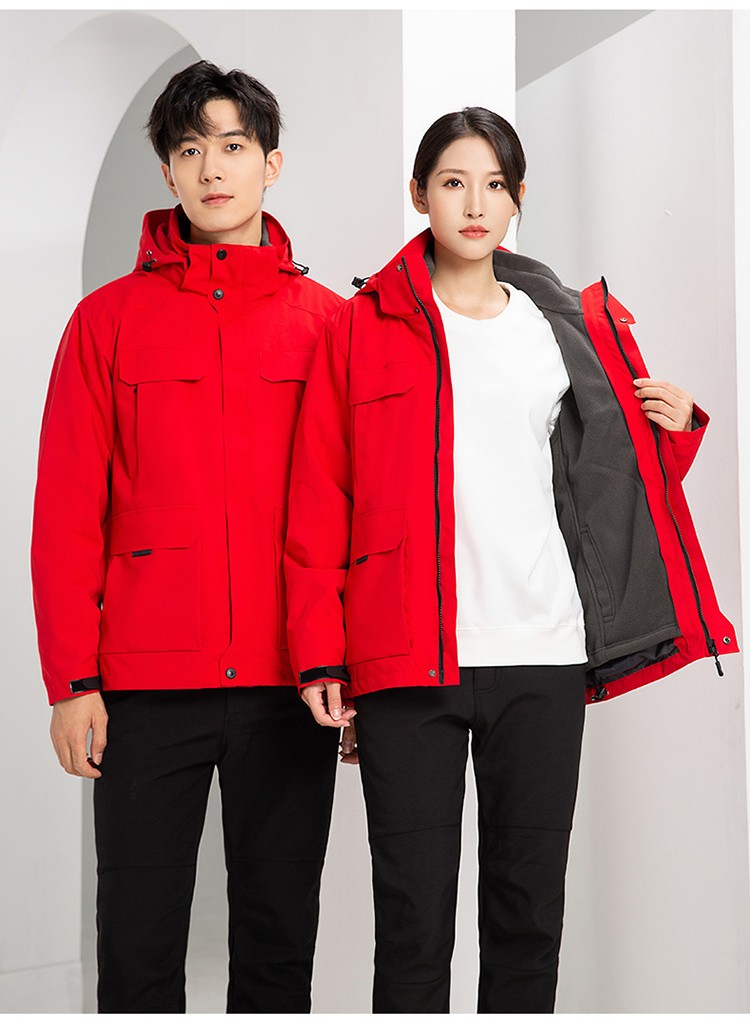 YJ-9809 秋冬季戶外三合一沖鋒衣工作服工作服可拆卸防水防風印字logo工作(圖25)