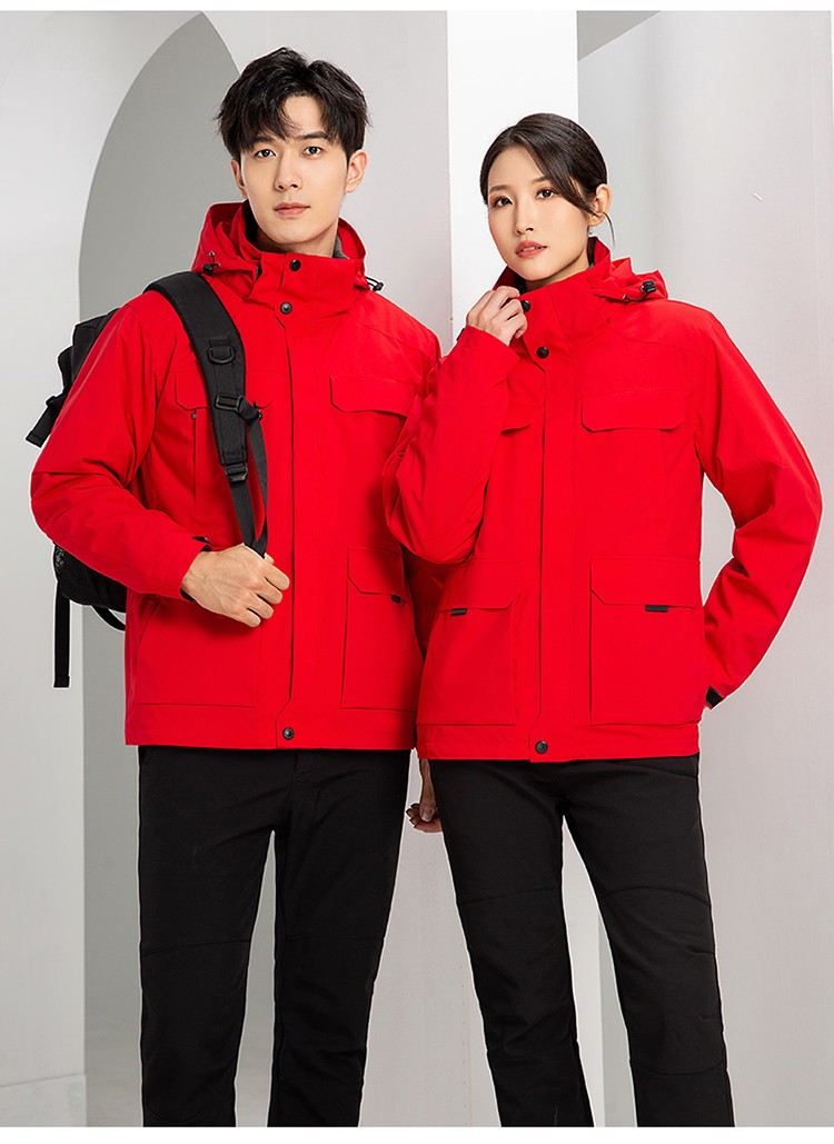 YJ-9809 秋冬季戶外三合一沖鋒衣工作服工作服可拆卸防水防風印字logo工作(圖24)