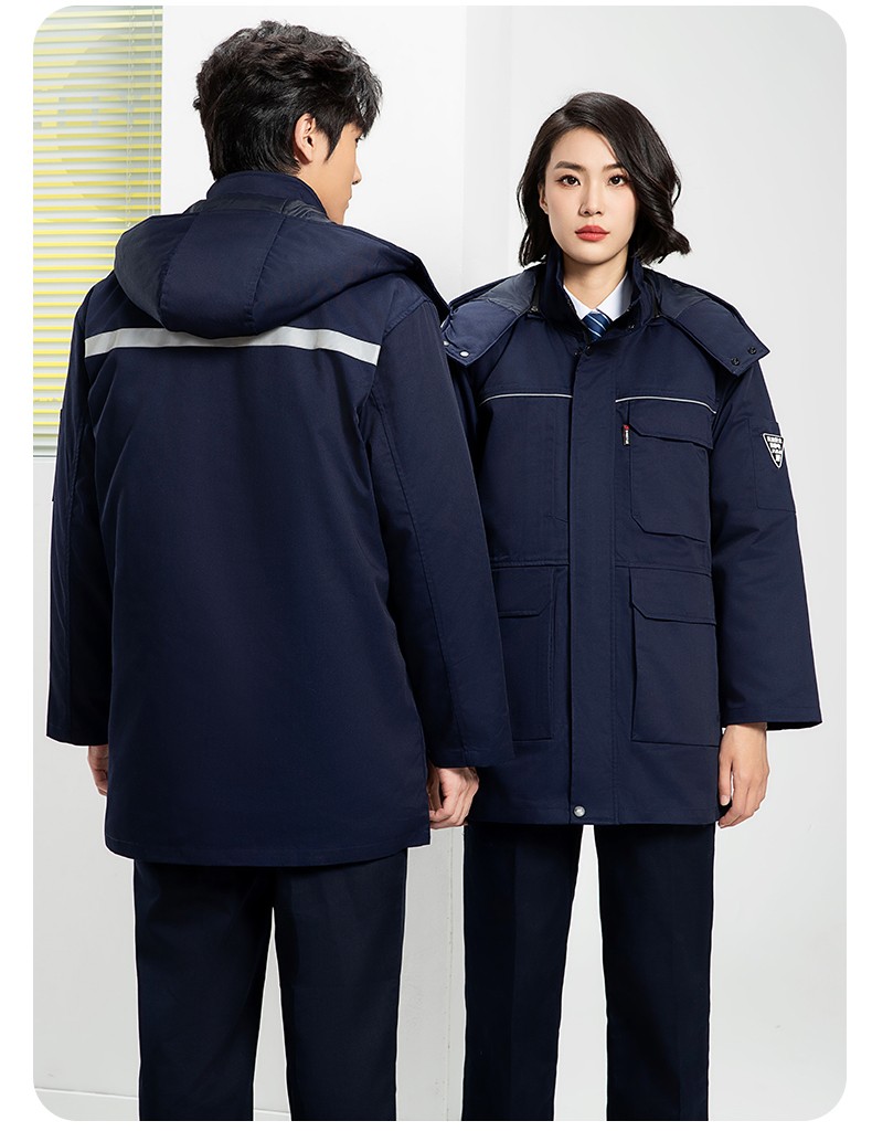 YJ-8824 冬季防靜電棉服男可拆卸純色加厚防寒保暖外套車間工廠團體服定制(圖21)