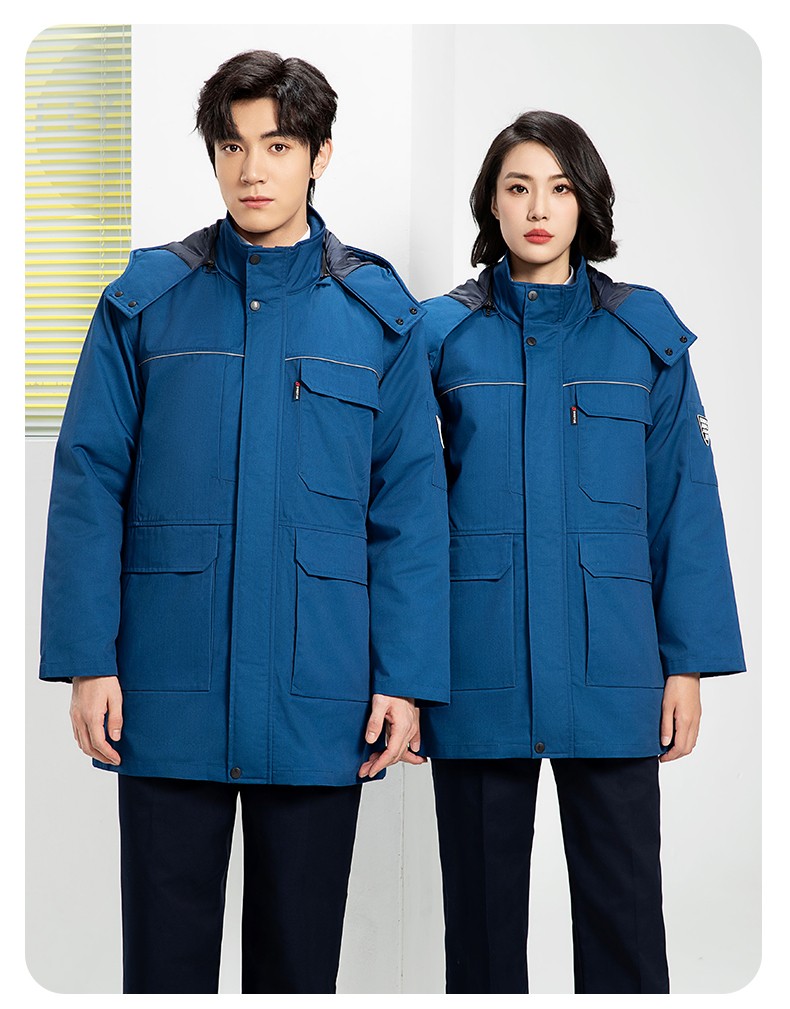 YJ-8824 冬季防靜電棉服男可拆卸純色加厚防寒保暖外套車間工廠團體服定制(圖24)