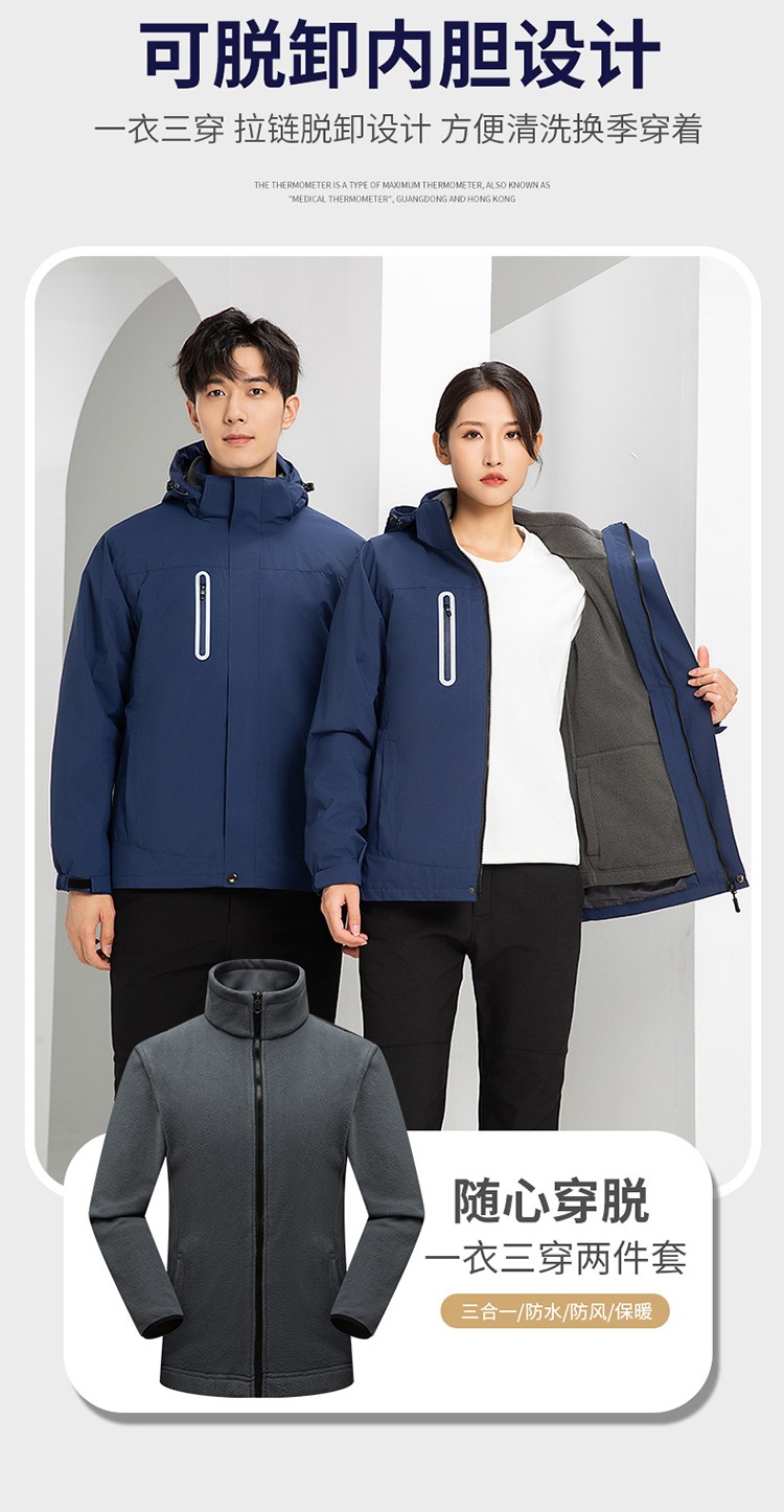 YJ-9806 冬季工作服沖鋒衣定制印logo防風(fēng)防水加絨加厚工裝外套夾克棉服(圖7)