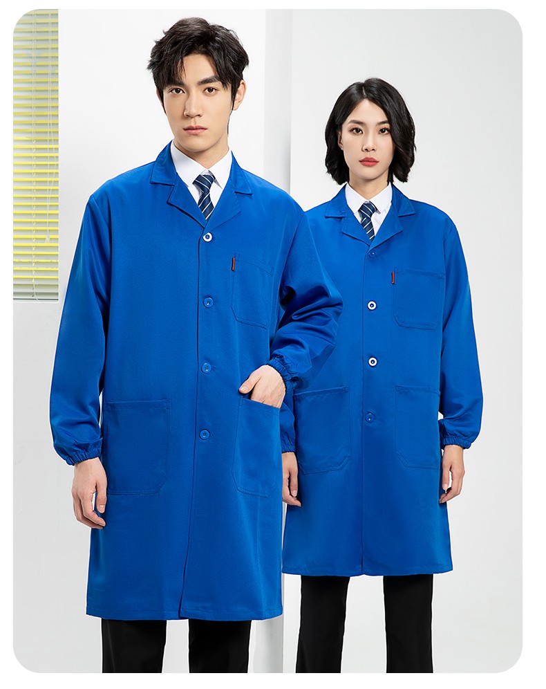 YJ-2301 純色大褂長(zhǎng)袖工作服純色電子廠男女防塵食品廠大褂定制(圖19)