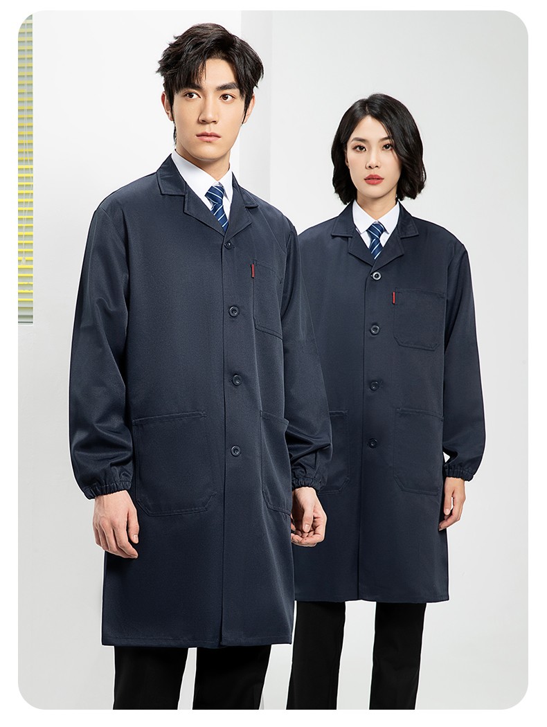 YJ-2301 純色大褂長(zhǎng)袖工作服純色電子廠男女防塵食品廠大褂定制(圖16)