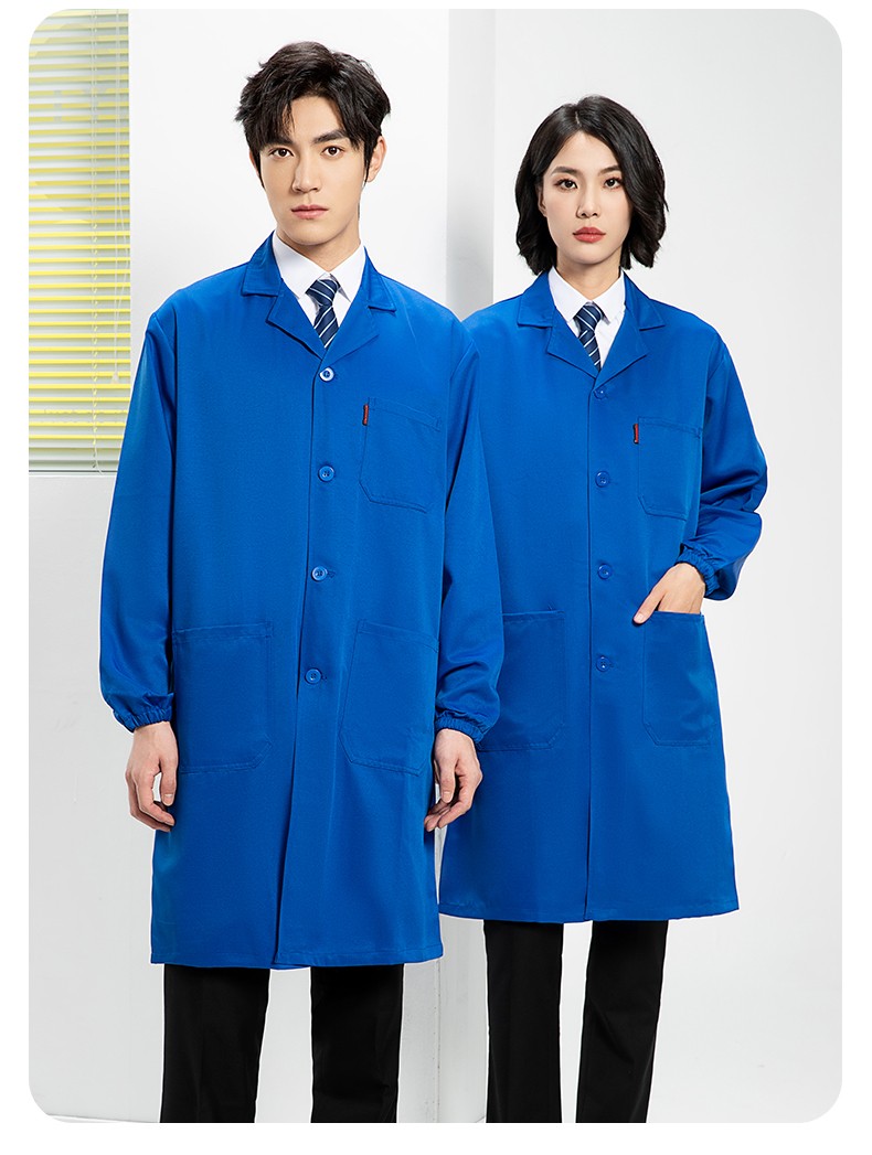YJ-2301 純色大褂長(zhǎng)袖工作服純色電子廠男女防塵食品廠大褂定制(圖18)