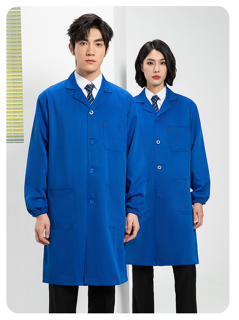 YJ-2301 純色大褂長(zhǎng)袖工作服純色電子廠男女防塵食品廠大褂定制(圖20)