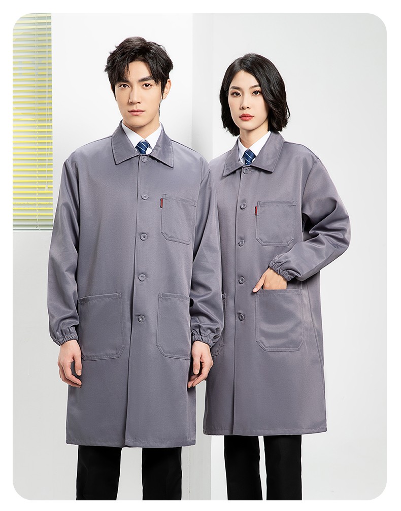 YJ-2302 純色翻領(lǐng)大褂工作服大褂倉(cāng)庫(kù)搬運(yùn)裝卸服飼養(yǎng)員防塵罩衣食品廠服(圖21)