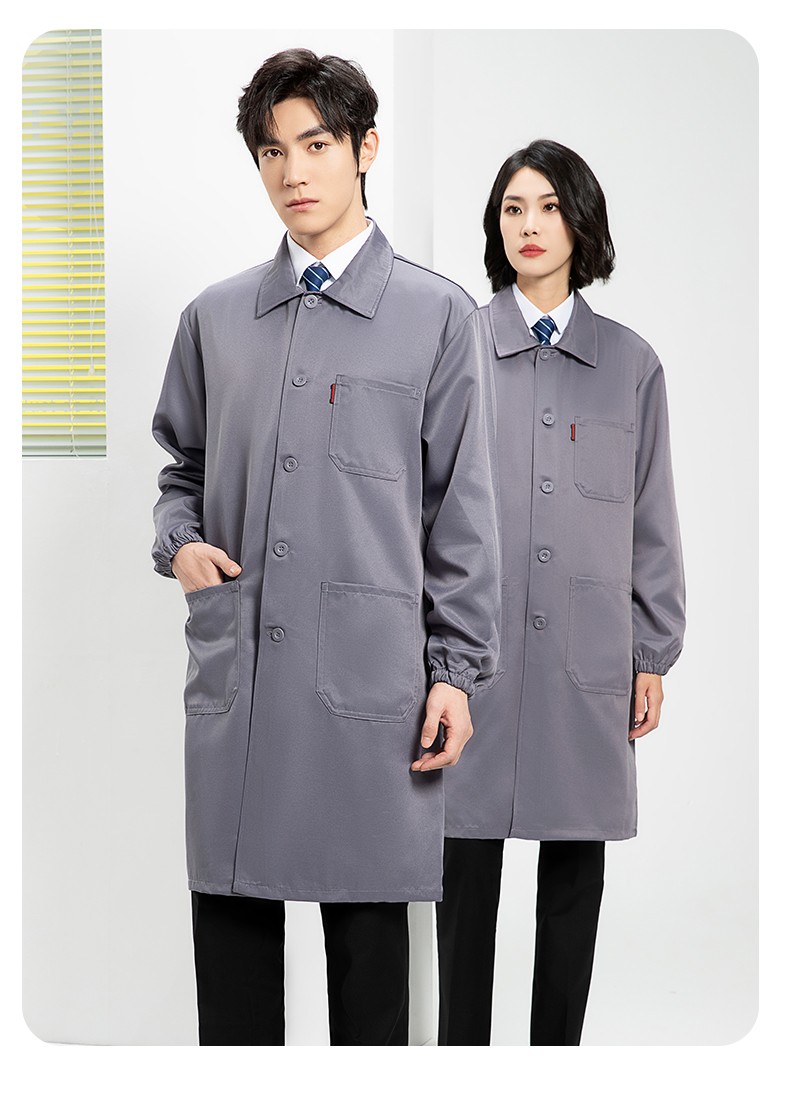 YJ-2302 純色翻領(lǐng)大褂工作服大褂倉(cāng)庫(kù)搬運(yùn)裝卸服飼養(yǎng)員防塵罩衣食品廠服(圖23)