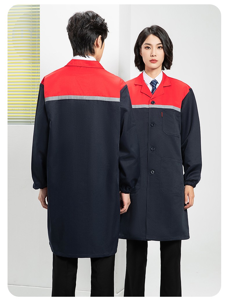 YJ-2303 拼色大褂長款工作服電子白男女倉庫搬運大褂勞保食品廠大褂定制(圖17)