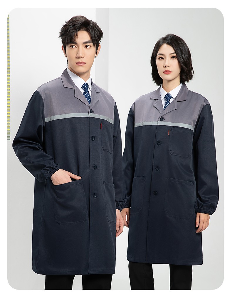 YJ-2303 拼色大褂長款工作服電子白男女倉庫搬運大褂勞保食品廠大褂定制(圖22)