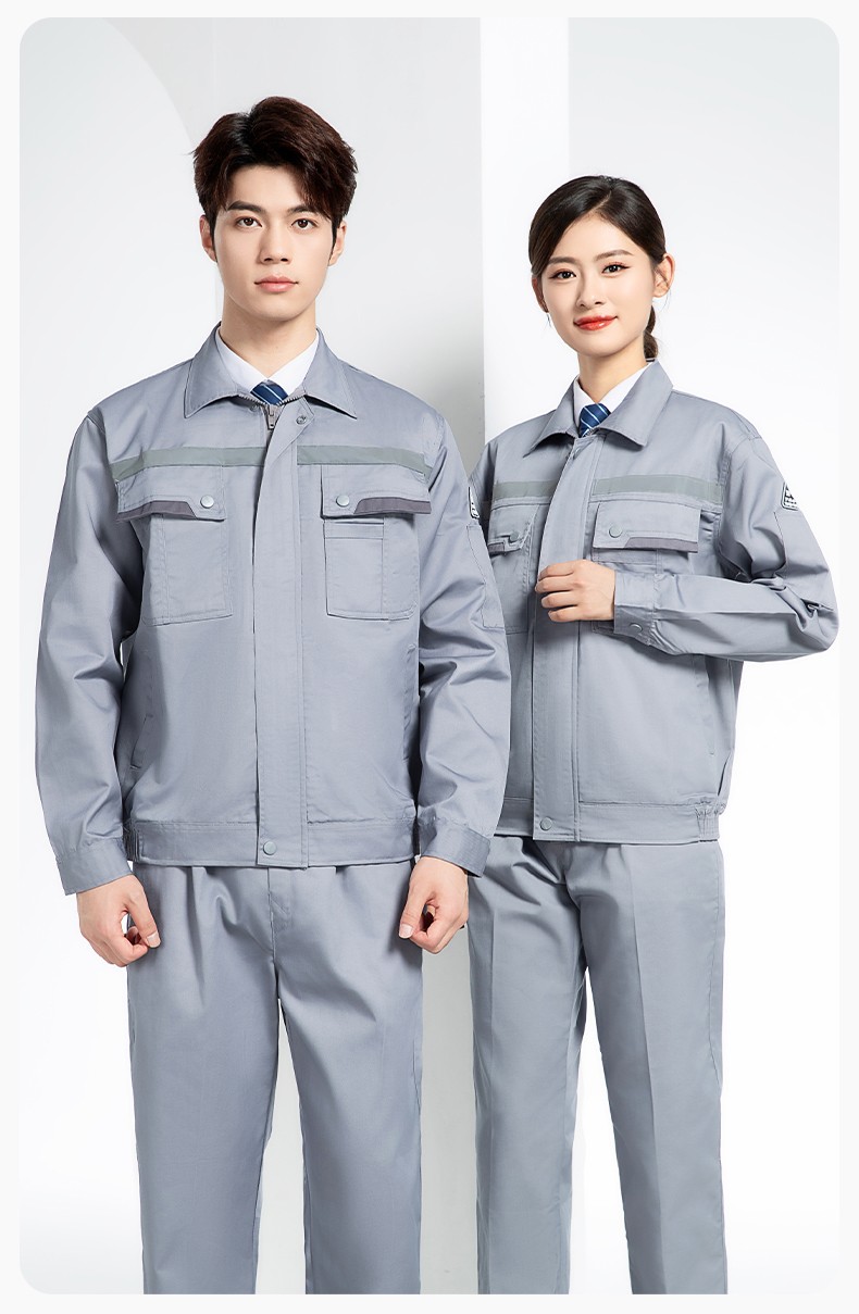 YM-20801F 防靜電工作服定制春秋加厚耐磨套裝男女加油加汽站化工車間勞保服(圖16)