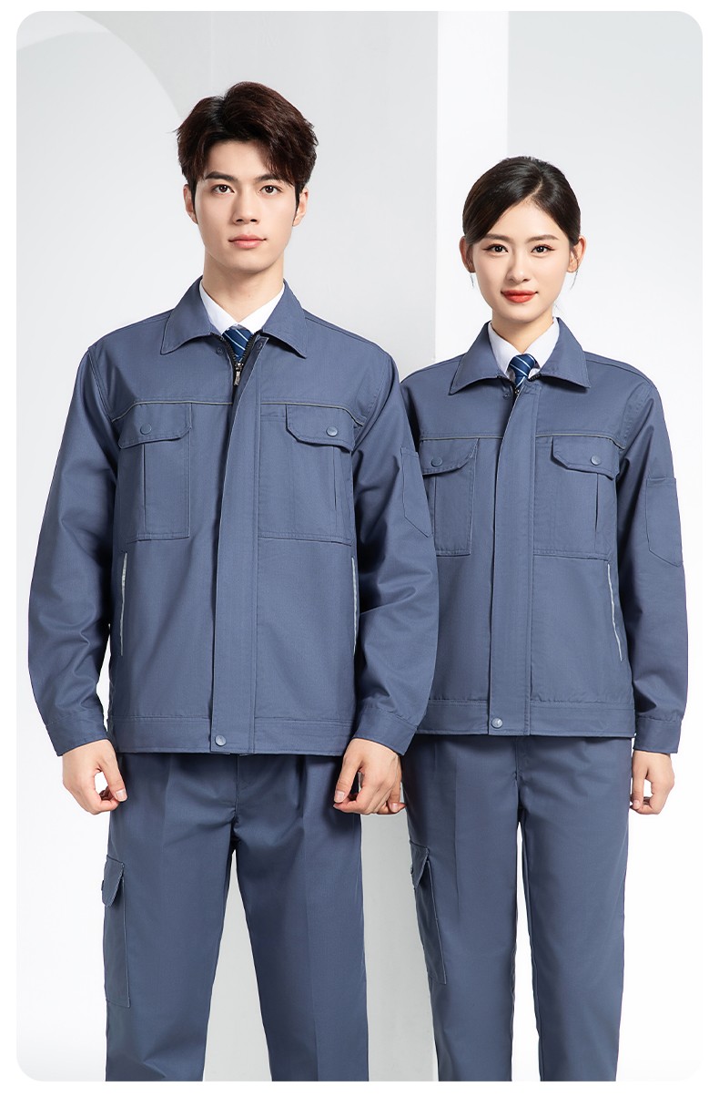 YM-092 春秋季工作服套裝定制男耐磨建筑工程工廠車間長袖勞保服純色工裝(圖15)