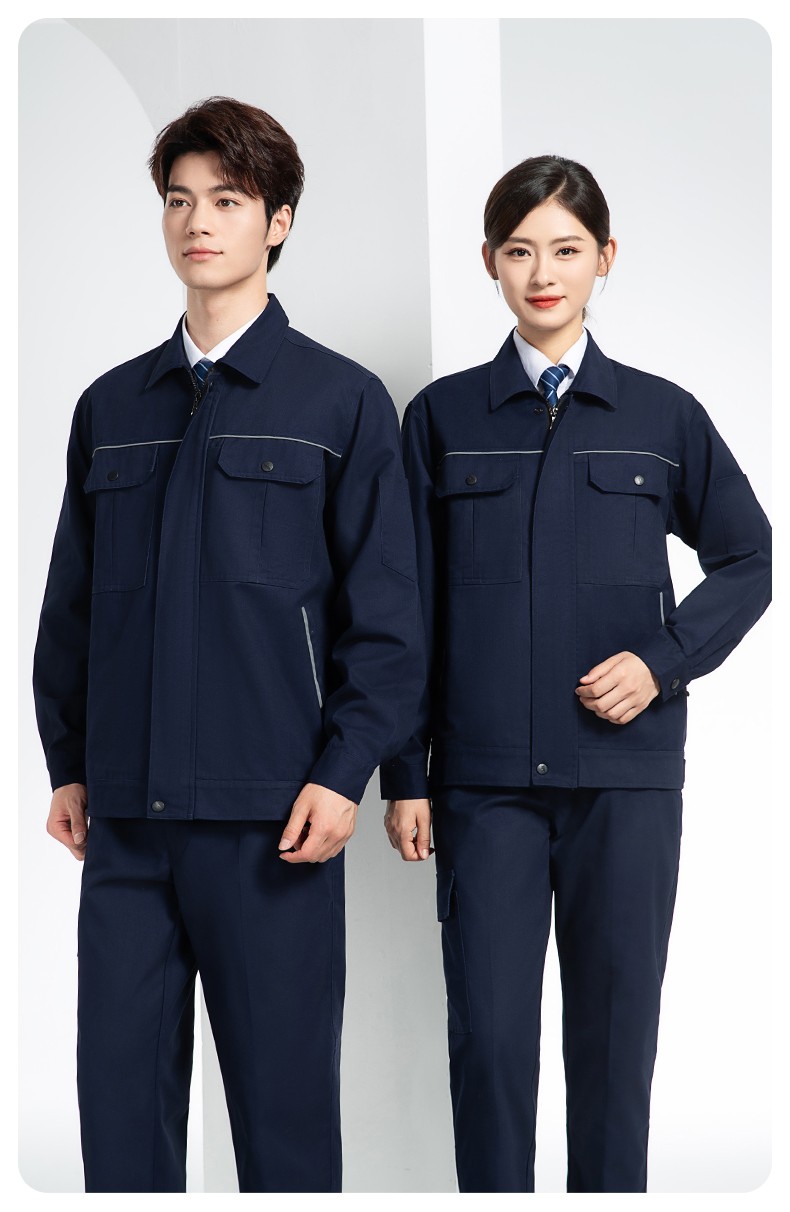 YM-092 春秋季工作服套裝定制男耐磨建筑工程工廠車間長袖勞保服純色工裝(圖20)