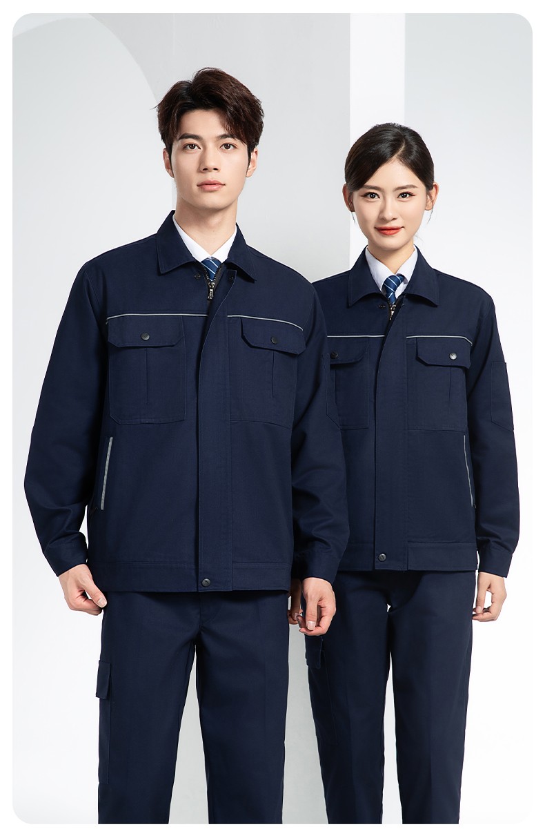 YM-092 春秋季工作服套裝定制男耐磨建筑工程工廠車間長袖勞保服純色工裝(圖21)