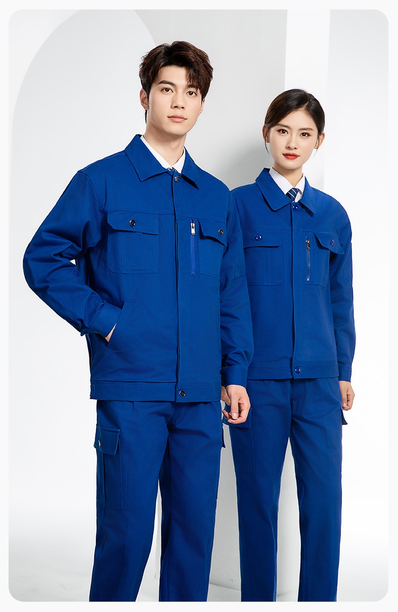 RD-505 純棉春秋工作服套裝男純色建筑維修工地工裝車間工廠勞保服定制(圖11)