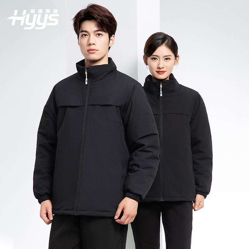 YJ-768 冬季一體式棉沖鋒衣工作服男純色加厚保暖工廠企業(yè)裝團體服定制