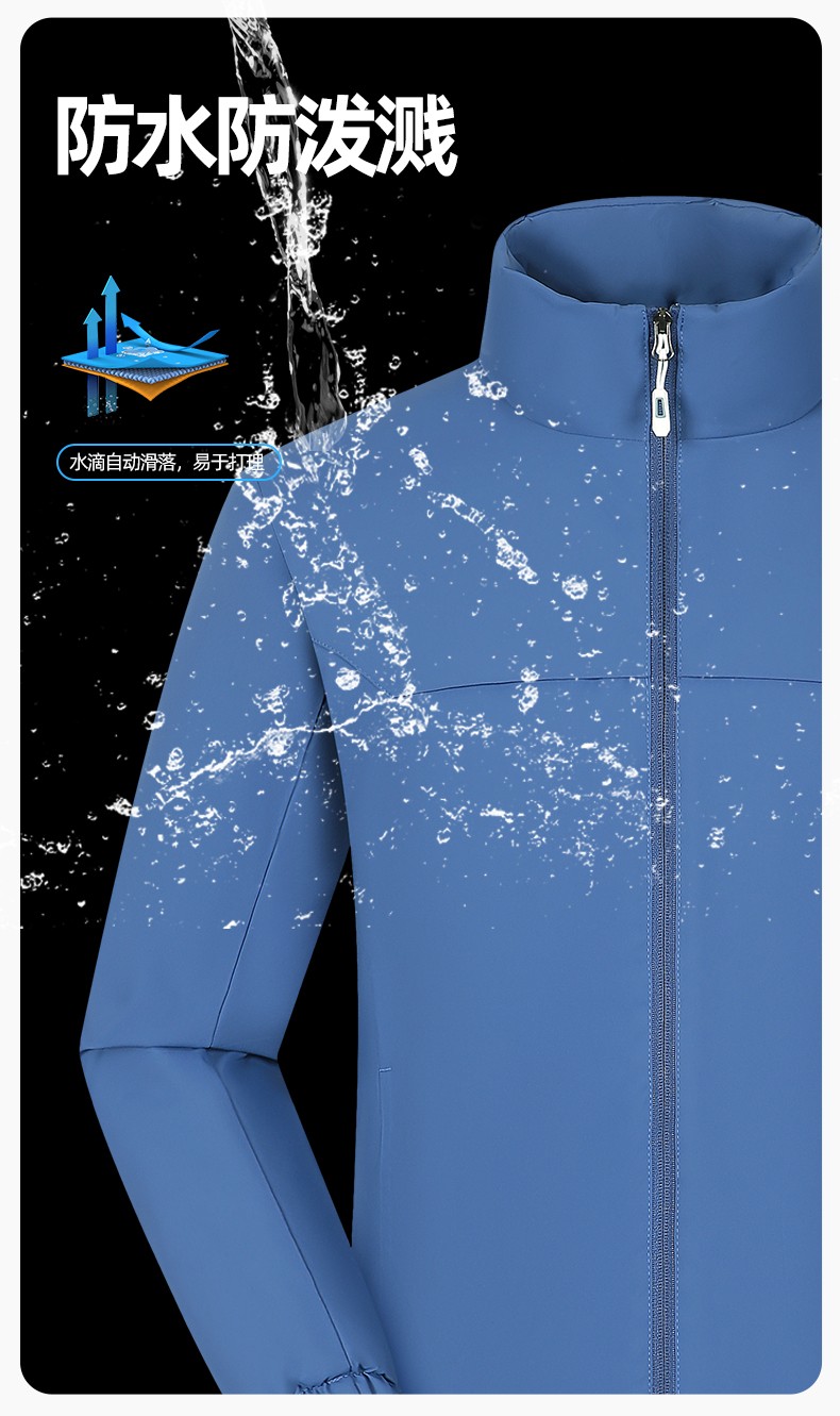 YJ-768 冬季一體式棉沖鋒衣工作服男純色加厚保暖工廠企業(yè)裝團體服定制(圖4)