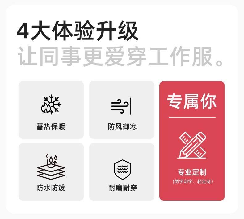 YJ-768 冬季一體式棉沖鋒衣工作服男純色加厚保暖工廠企業(yè)裝團體服定制(圖2)