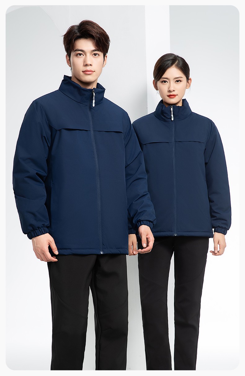 YJ-768 冬季一體式棉沖鋒衣工作服男純色加厚保暖工廠企業(yè)裝團體服定制(圖15)