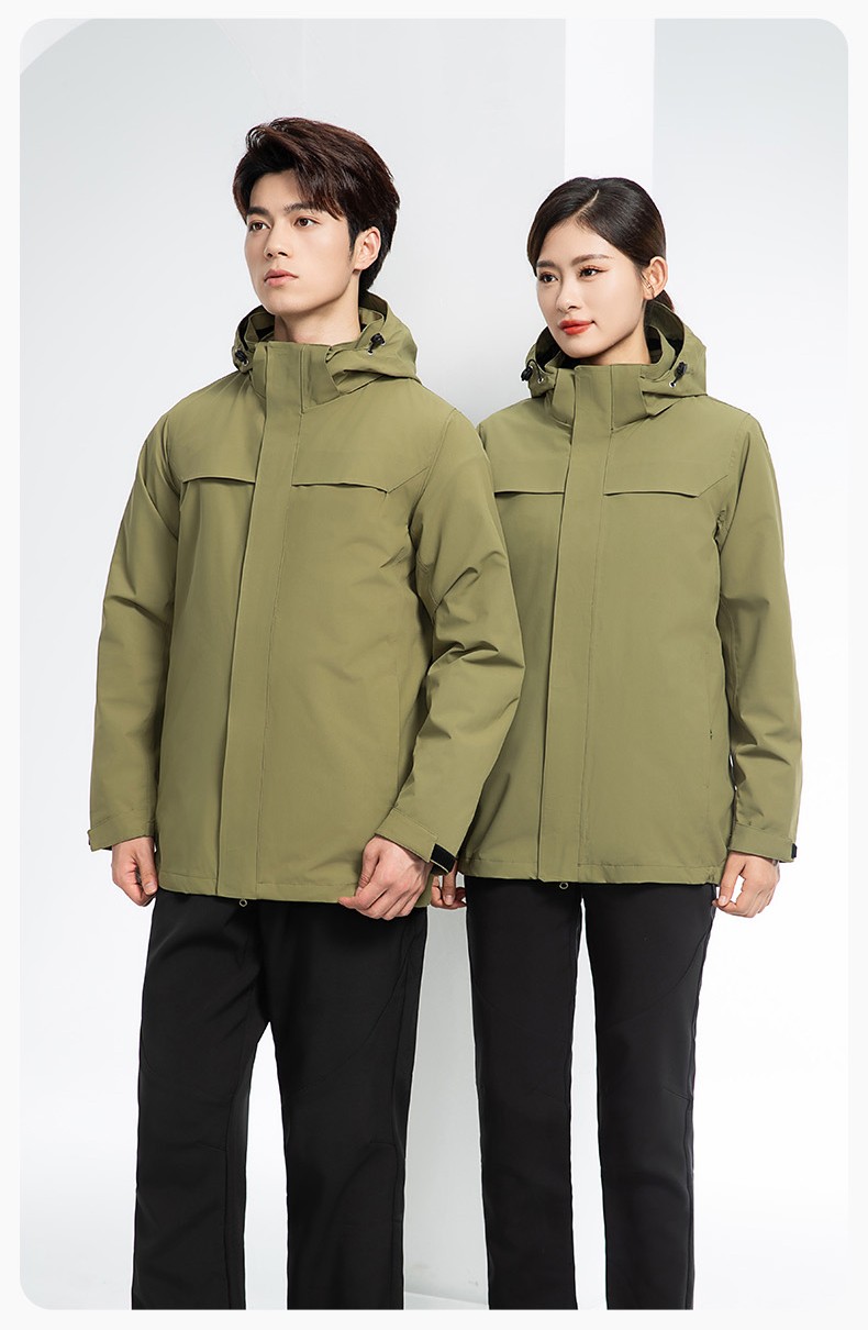 YJ-968 海源三合一沖鋒衣工作服男純色團(tuán)體企業(yè)工裝加絨保暖外套廠服定制(圖17)