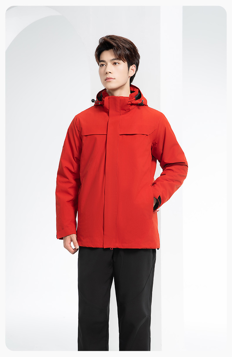 YJ-968 海源三合一沖鋒衣工作服男純色團(tuán)體企業(yè)工裝加絨保暖外套廠服定制(圖18)
