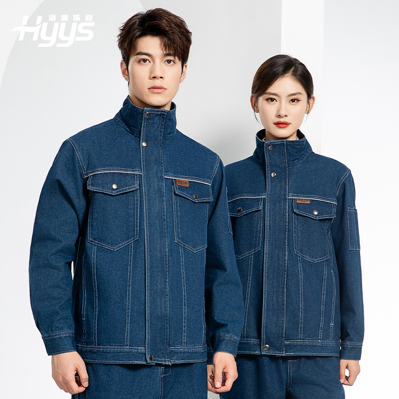 BF-801 春秋牛仔工作服套裝男反光電焊工防燙抗火花汽機(jī)修工廠勞保服定制